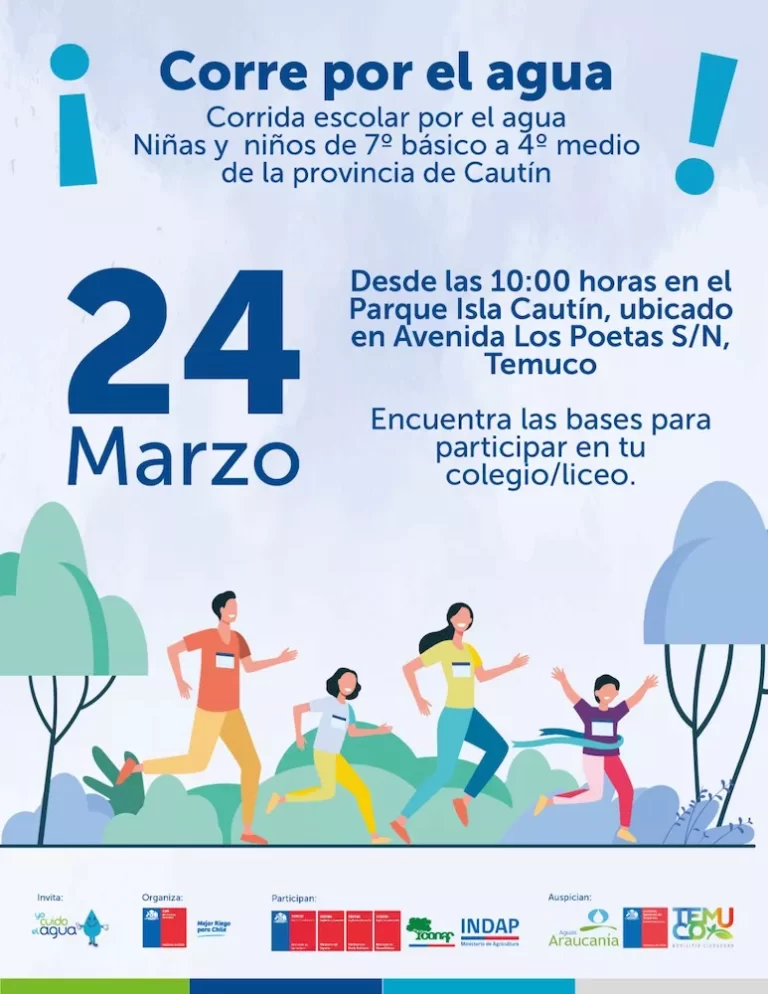 “¡Corre por el Agua!” se realizará el 24 de marzo próximo en el centro de Temuco