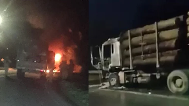 Desconocidos armados queman camión con madera en la Ruta S-40, kilómetro 31