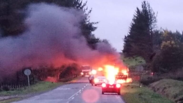 Ataque incendiario afectó dos camiones y una grúa en cercanías de Collipulli